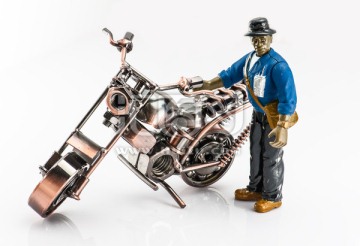 摩托车和工人模型