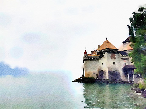 水彩 城堡