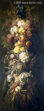 古典花卉水果静物油画