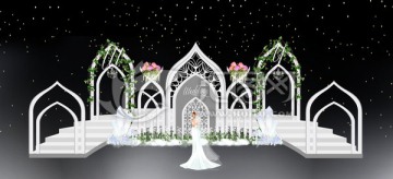 欧式拱门环形楼梯婚礼主题