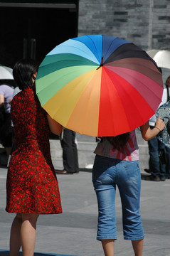 游客遮阳伞