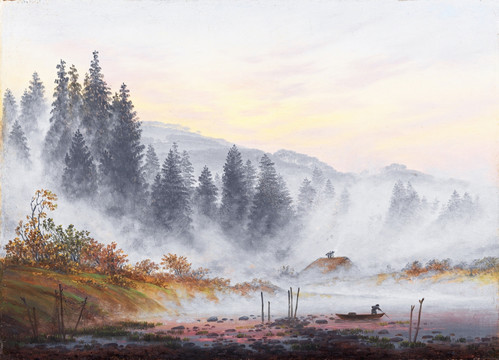 风景油画 迷雾森林
