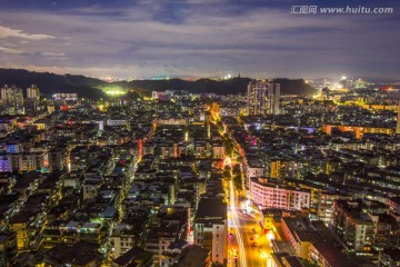 广东省江门市江门鸟瞰图夜景