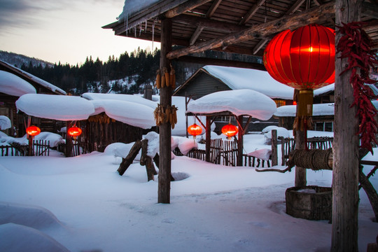 雪乡小屋雪景