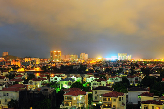 城市夜色 灯火辉煌 城市住宅