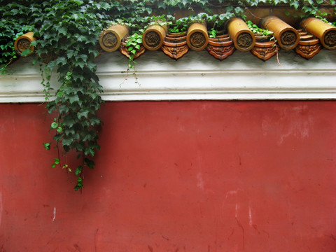 中式建筑 中国风 红墙