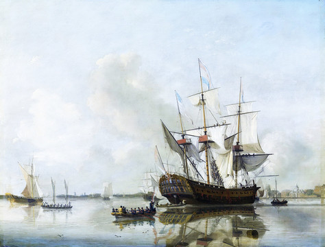 威尼斯大海帆船风景油画