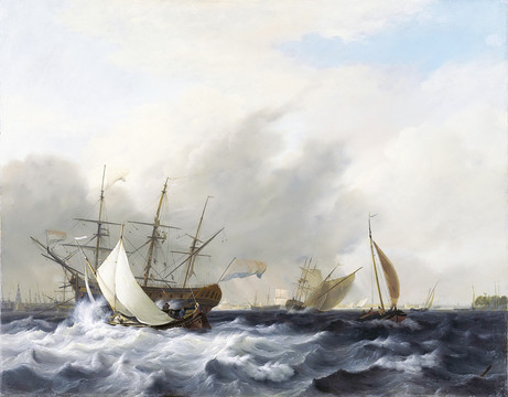 威尼斯大海帆船风景油画