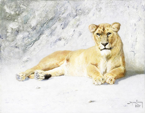 狮子动物油画