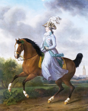 欧式骑马人物油画