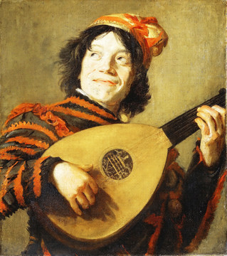 弹吉它的男子油画
