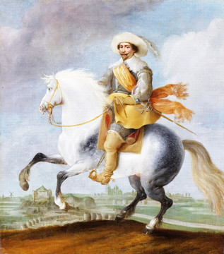 骑马骑士古典人物油画