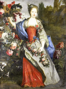 欧式美女花卉宫廷人物油画