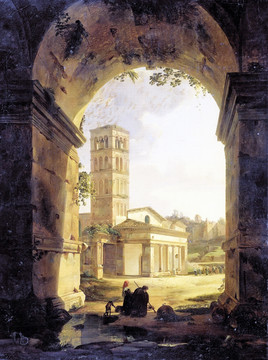 欧式古典建筑风景油画