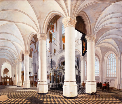 欧式教堂建筑油画