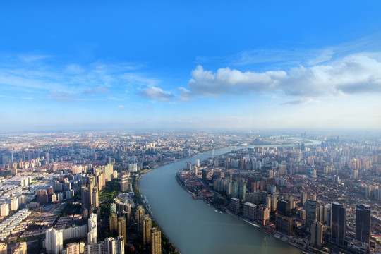 上海黄浦江畔的建筑群 上海全景