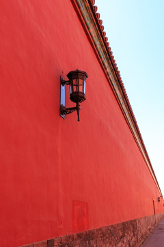 北京故宫红墙宫墙宫灯