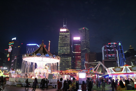 香港中环夜景 游乐场