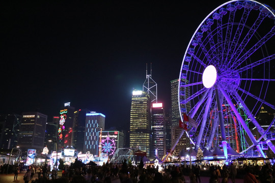 香港中环夜景 摩天轮