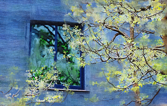 梨花 油画