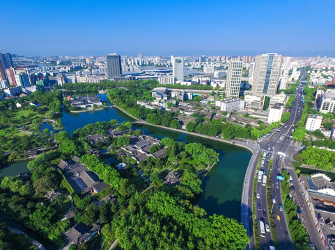 宁波月湖鸟瞰图