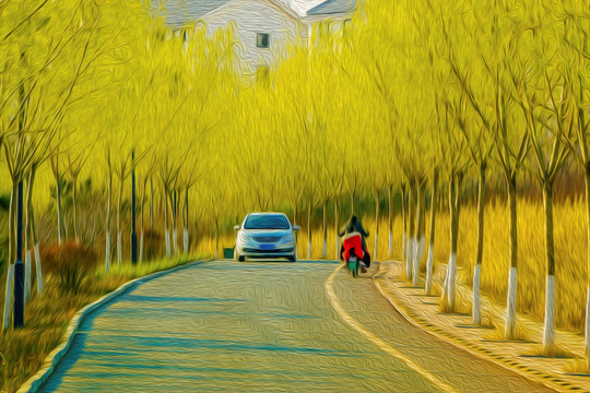 道路风景画