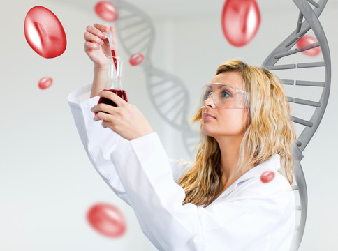 医生做实验观察DNA和血液