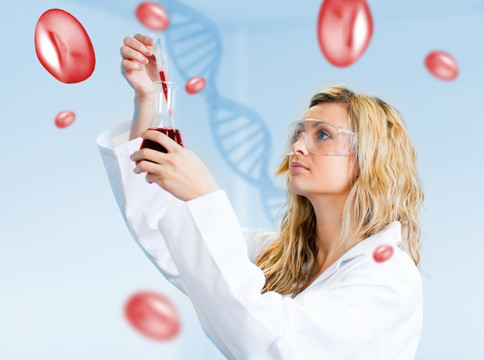 医生做实验观察DNA和血液