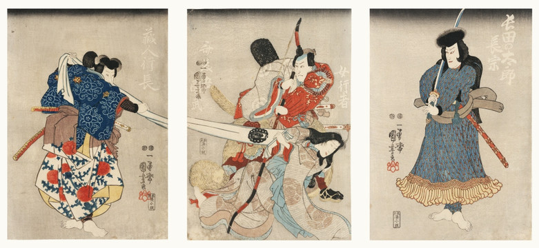 日本武士人物绘屏风 画廊品质