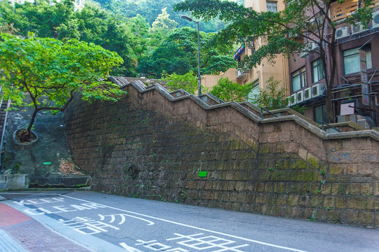 香港依山而建的社区街景