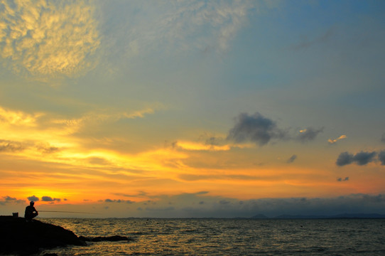 大海落日 海上晚霞 天空彩云