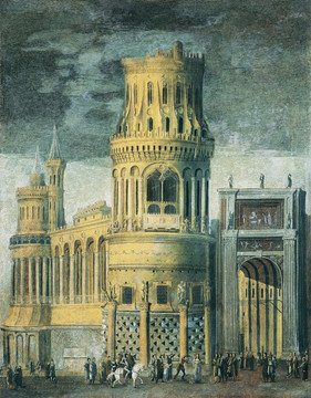 城堡欧式建筑油画
