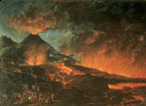 恐怖火山风景油画