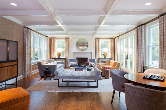 整木家装之客厅白色实木天花板