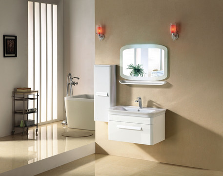 时尚白色欧式实木浴室柜