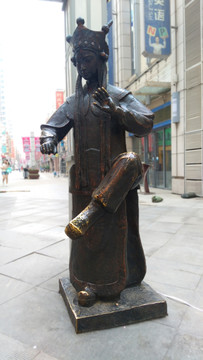 民间艺人铜雕塑