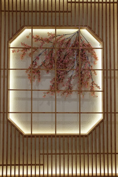 餐厅 装饰  橱窗 桃花