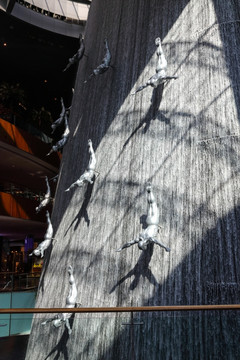 室内雕塑景观 迪拜购物中心水幕