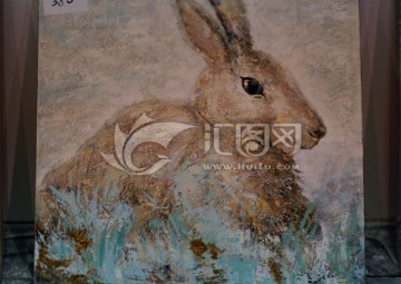 兔子油画
