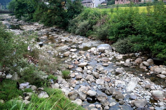 小河 卵石 河水 自然