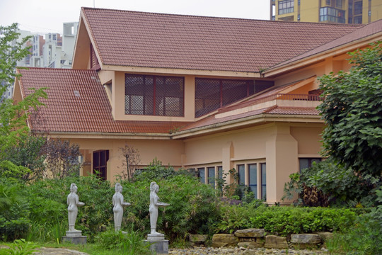 高档住宅小区园林 池塘喷泉水景