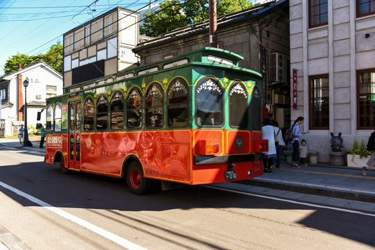 日本小樽街景 公交车