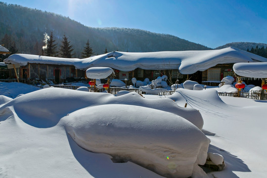 雪乡 红灯笼 院子