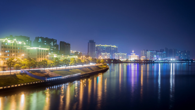 河源都市山水城市夜景