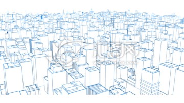 三维城市建筑线条图