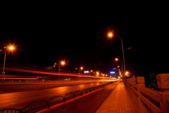 金华通济桥路灯车灯夜景