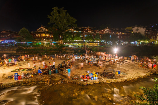 泰安古镇 青城后山 夜景