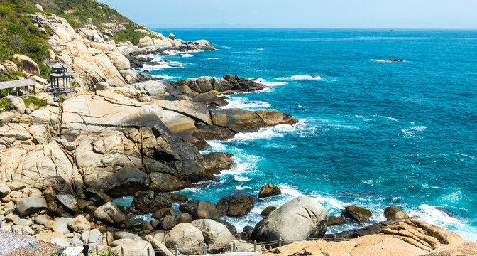 海南蜈支洲岛观日岩风景