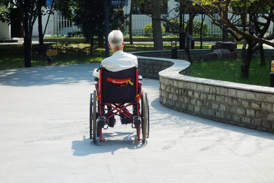 轮椅 晚年 老人 老年 公园