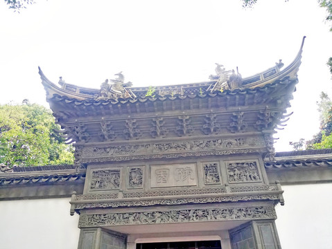 中式门窗 青瓦 围墙